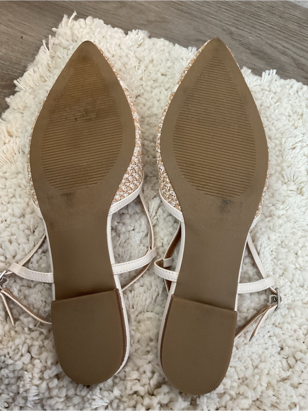 Dolce Vita Beige Woven Pointed-Toe Slingback Flats with Bow - Picture 6 of 6